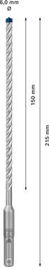 Betonboor SDS plus-7X - 6 mm x 150 mm x 215 mm