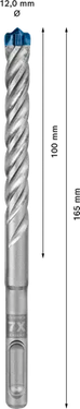 Betonboor SDS plus-7X - 12 mm x 100 mm x 165 mm