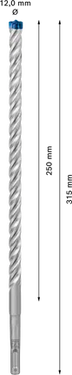 Betonboor SDS plus-7X - 12 mm x 250 mm x 315 mm