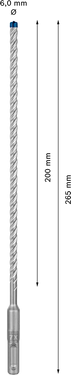 Betonboor SDS plus-7X - 6 mm x 200 mm x 265 mm