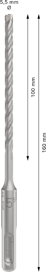 PRO SDS plus-5X Hamerboor, 5,5 x 100 x 160 mm