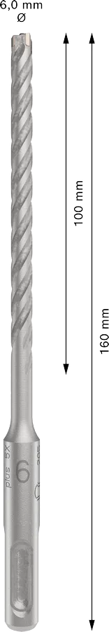 PRO SDS plus-5X Hamerboor, 6 x 100 x 160 mm