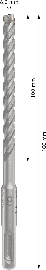 PRO SDS plus-5X Hamerboor, 8 x 100 x 160 mm