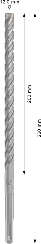 PRO SDS plus-5X Hamerboor, 12 x 200 x 260 mm