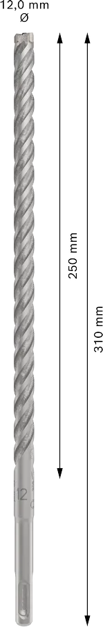 PRO SDS plus-5X Hamerboor, 12 x 250 x 310 mm