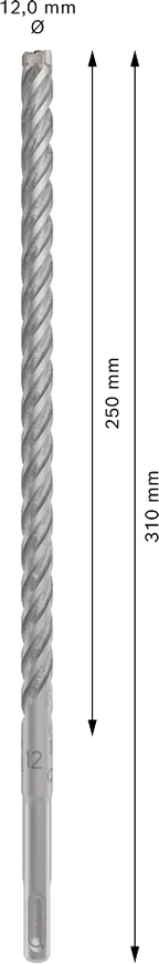 PRO SDS plus-5X Hamerboor, 12 x 250 x 310 mm