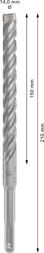 PRO SDS plus-5X Hamerboor, 14 x 150 x 210 mm