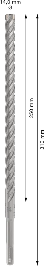 PRO SDS plus-5X Hamerboor, 14 x 250 x 310 mm