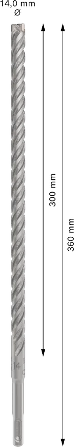 PRO SDS plus-5X Hamerboor, 14 x 300 x 360 mm