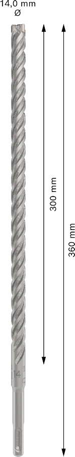 PRO SDS plus-5X Hamerboor, 14 x 300 x 360 mm