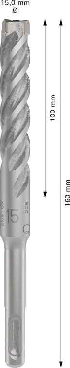PRO SDS plus-5X Hamerboor, 15 x 100 x 160 mm