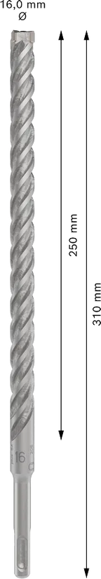 PRO SDS plus-5X Hamerboor, 16 x 250 x 310 mm