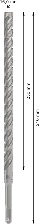 PRO SDS plus-5X Hamerboor, 16 x 250 x 310 mm