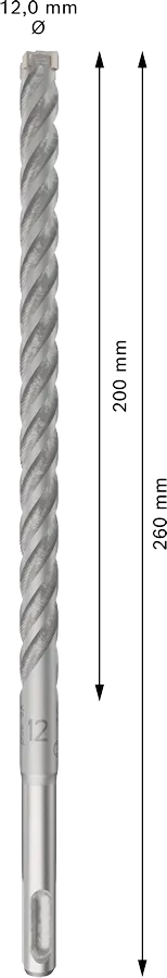 PRO SDS plus-5X Hamerboor, 12 x 200 x 260 mm, 10-delig