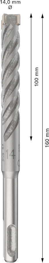 PRO SDS plus-5X Hamerboor, 14 x 100 x 160 mm, 10-delig