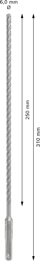 PRO SDS plus-5X Hamerboor, 6 x 250 x 310 mm
