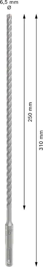 PRO SDS plus-5X Hamerboor, 6,5 x 250 x 310 mm