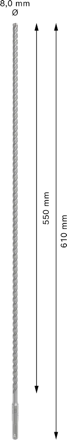 PRO SDS plus-5X Hamerboor, 8 x 550 x 610 mm