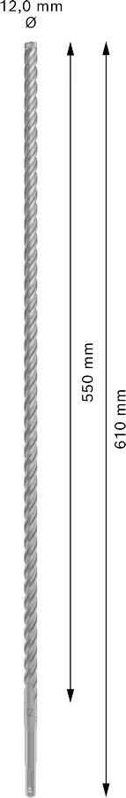 PRO SDS plus-5X Hamerboor, 12 x 550 x 610 mm