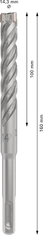PRO SDS plus-5X Hamerboor, 14,3 x 100 x 160 mm