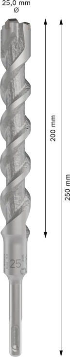 PRO SDS plus-5X Hamerboor, 25 x 200 x 250 mm