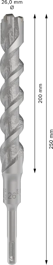 PRO SDS plus-5X Hamerboor, 26 x 200 x 250 mm