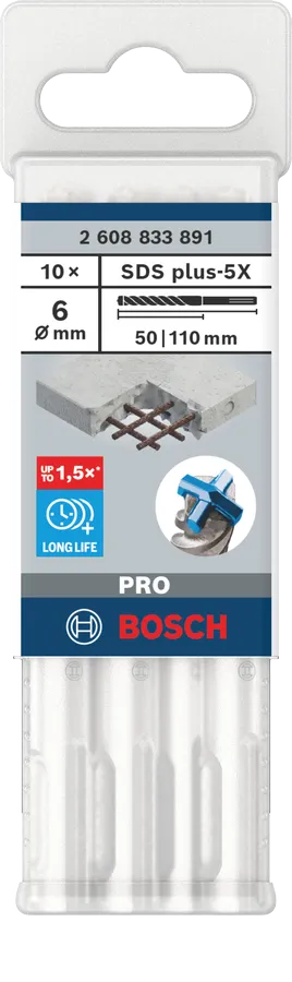 PRO SDS plus-5X Hamerboor, 6 x 50 x 110 mm, 10-delig
