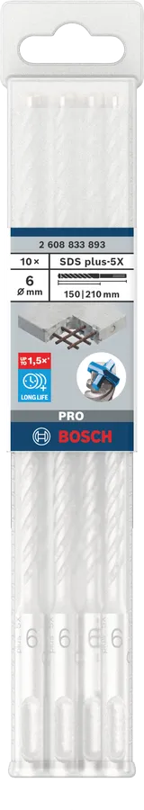 PRO SDS plus-5X Hamerboor, 6 x 150 x 210 mm, 10-delig