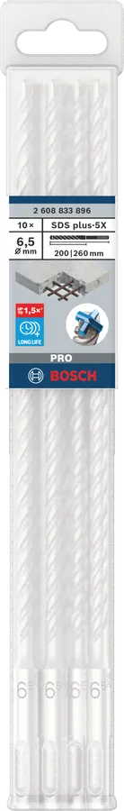 PRO SDS plus-5X Hamerboor, 6,5 x 200 x 260 mm, 10-delig