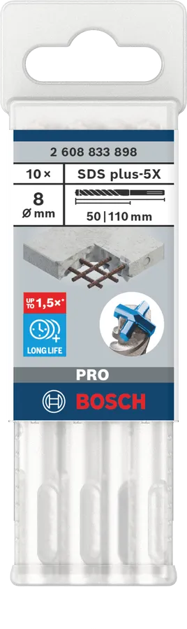 PRO SDS plus-5X Hamerboor, 8 x 50 x 110 mm, 10-delig