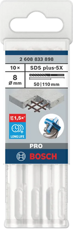 PRO SDS plus-5X Hamerboor, 8 x 50 x 110 mm, 10-delig