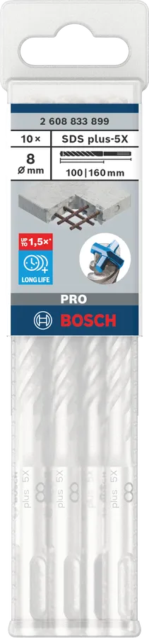 PRO SDS plus-5X Hamerboor, 8 x 100 x 160 mm, 10-delig