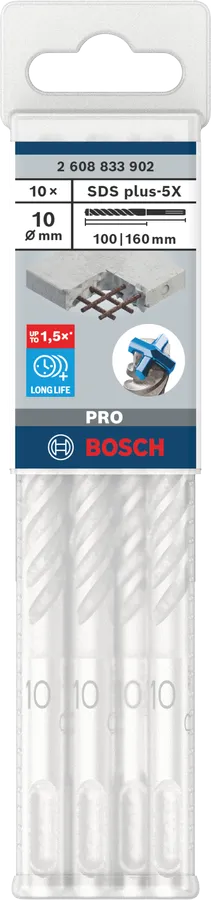PRO SDS plus-5X Hamerboor, 10 x 100 x 160 mm, 10-delig