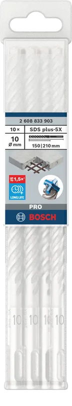 PRO SDS plus-5X Hamerboor, 10 x 150 x 210 mm, 10-delig