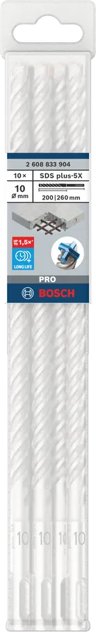 PRO SDS plus-5X Hamerboor, 10 x 200 x 260 mm, 10-delig