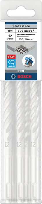 PRO SDS plus-5X Hamerboor, 12 x 150 x 210 mm, 10-delig