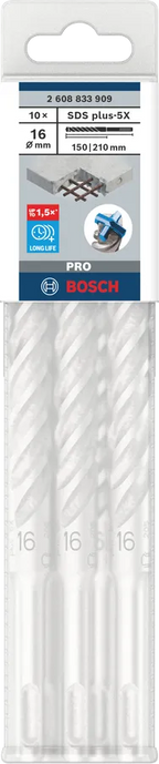 PRO SDS plus-5X Hamerboor, 16 x 150 x 210 mm, 10-delig