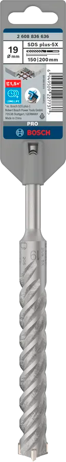 PRO SDS plus-5X Hamerboor, 19 x 150 x 200 mm
