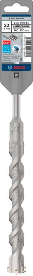 PRO SDS plus-5X Hamerboor, 22 x 200 x 250 mm
