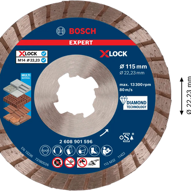 Bosch EXPERT MultiMaterial X-LOCK diamantdoorslijpschijf, 115 x 22,23 x 2,4 x 12 mm,