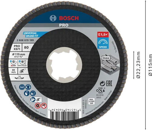 PRO X571 Lamellenschuurschijf Haaks 115 mm G80 X-Lock