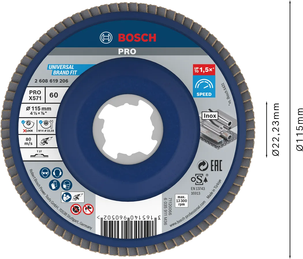 Bosch PRO X571 lamellenschijf 115 mm G60 X-Lock