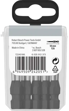 PRO Torx Slagschroefbit, T25, 55 mm, 15-Delig