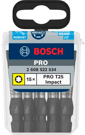 PRO Torx Slagschroefbit, T25, 55 mm, 15-Delig