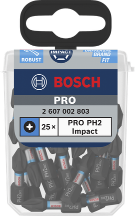 Bosch PRO Phillips Slagschroefbit PH2, 25 mm (25-delig)