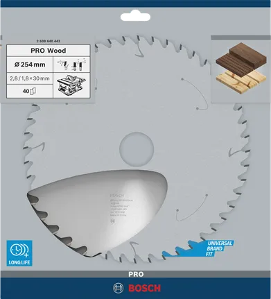 Bosch PRO Wood Cirkelzaagblad – 254 x 2,8 x 30 mm, T40