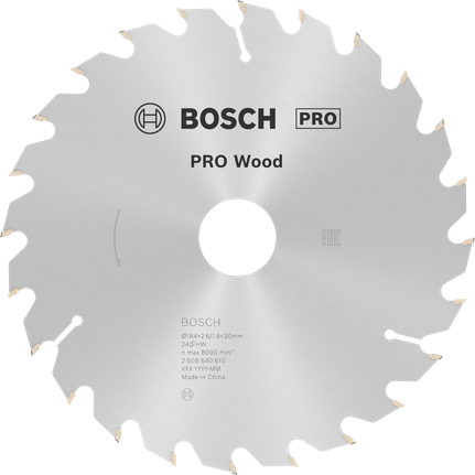 PRO Wood cirkelzaagblad, 184 x 2,6 x 30 mm, T24