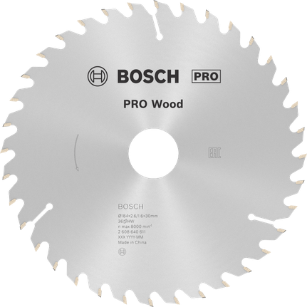 PRO Wood cirkelzaagblad, 184 x 2,6 x 30 mm, T36