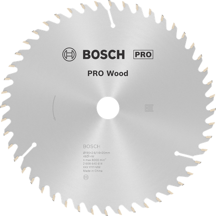 PRO Wood cirkelzaagblad, 190 x 2,6 x 20 mm, T48