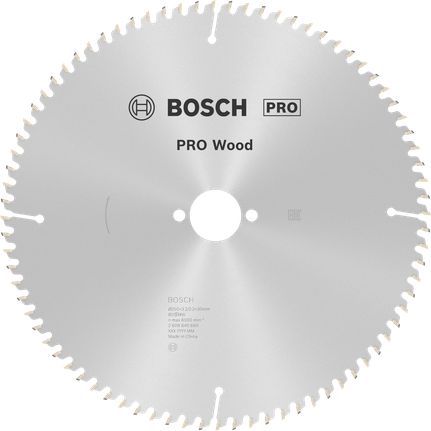 Bosch PRO Wood Cirkelzaagblad – 250 x 3,2 x 30 mm, T80